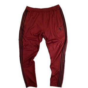 adidas Red Black Track Pants XL Athletic Tapered Leg Drawstring Zipper DZ6177